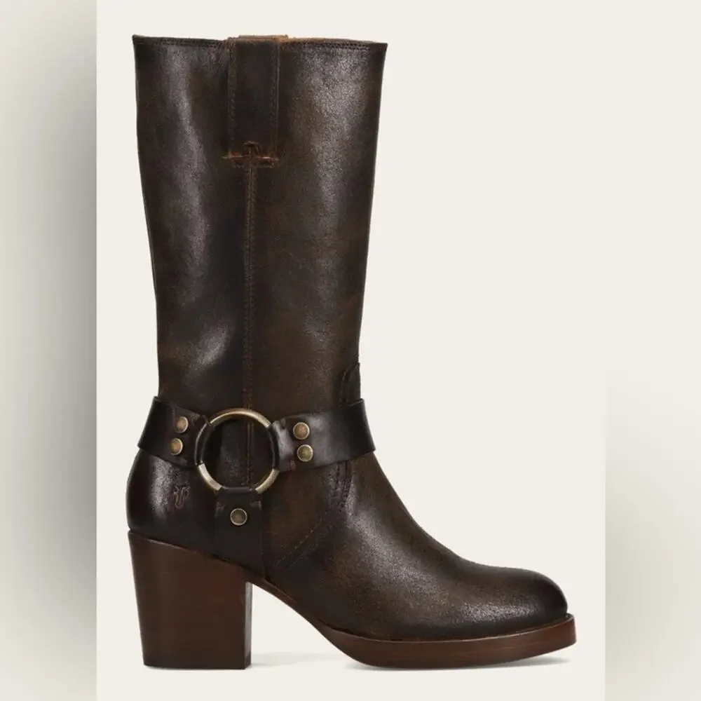 Frye Jean Harness Boot Chocolate 9.5 - Picture 1 of 10